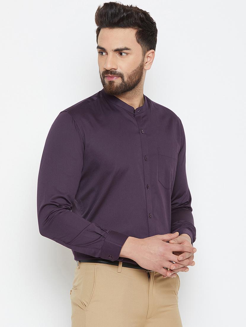 purple solid formal shirt - 16865317 - Standard Image - 1