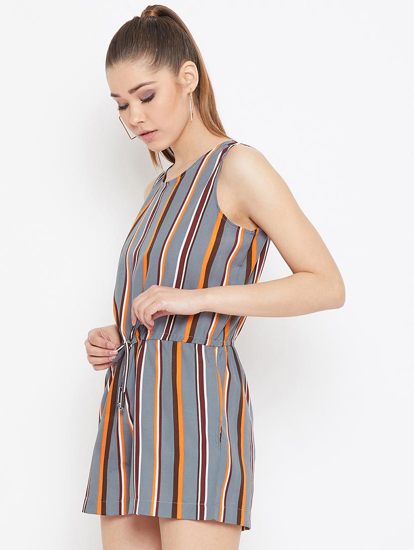 tie front striped romper - 16865629 - Standard Image - 1