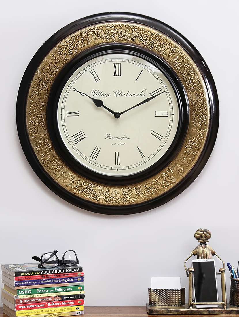 wooden analog vintage wall clock
