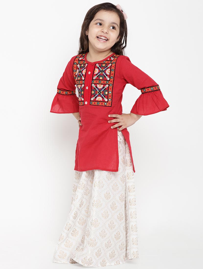 red kurta palazzo set  - 16866370 -  Standard Image - 1