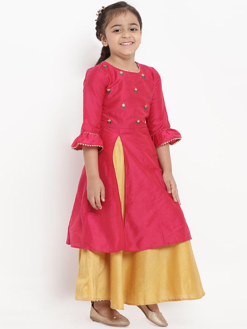 pink kurta skirt set suit set - 16866375 - Standard Image - 1