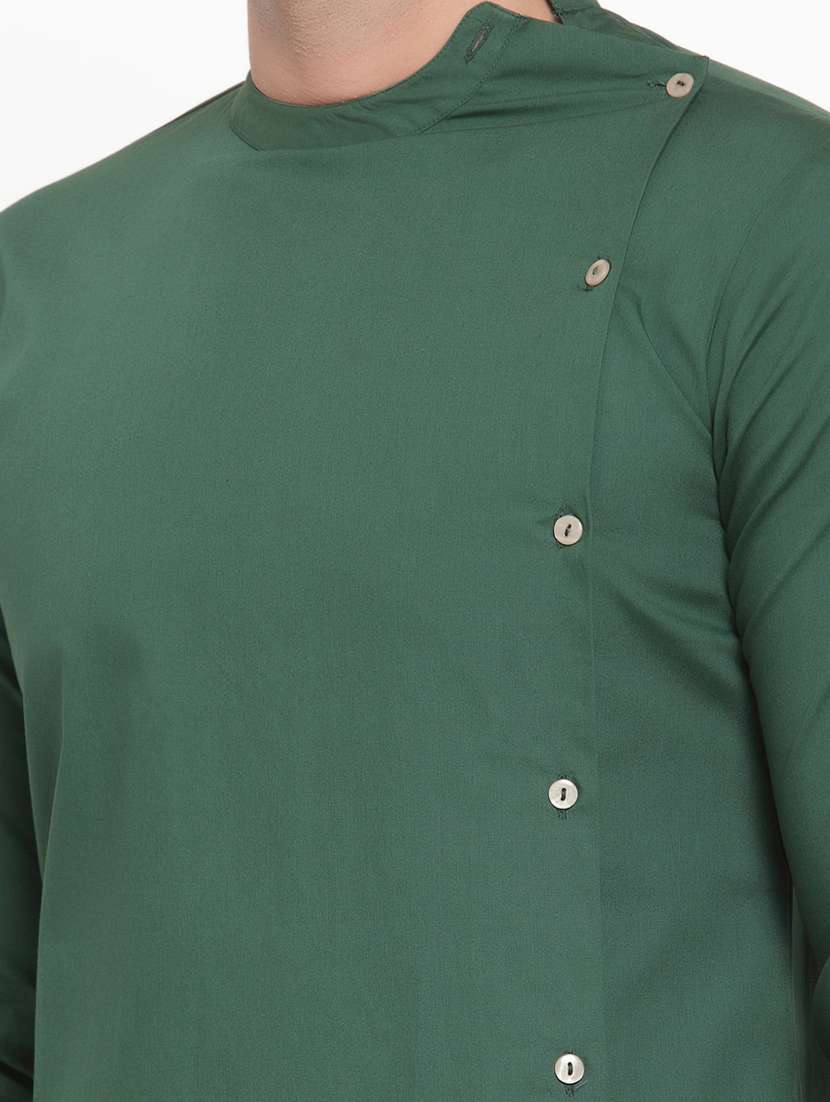 green solid asymmetric kurta - 16866585 - Standard Image - 4