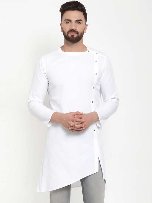 white solid asymmetric kurta - 16866587 -  Standard Image - 0