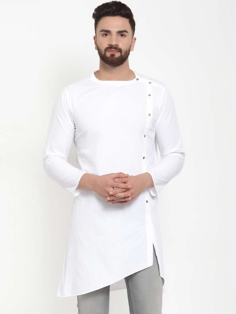 white solid asymmetric kurta - 16866587 -  Zoom Image - 0