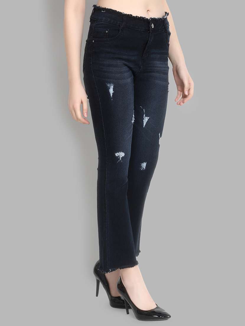 distress detail high rise jeans  - 16868016 -  Standard Image - 1