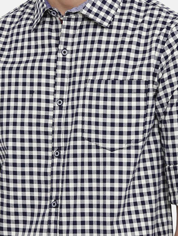 navy blue checkered casual shirt - 16868770 - Standard Image - 4