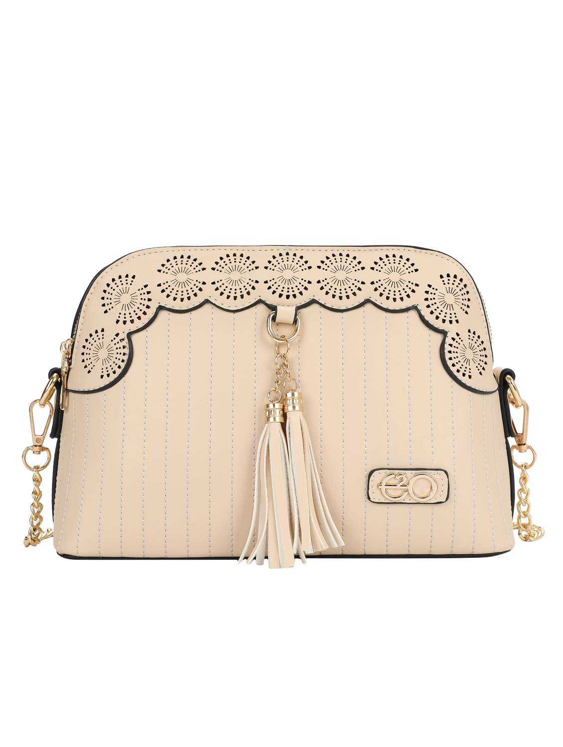 beige leatherette (pu) sling bag