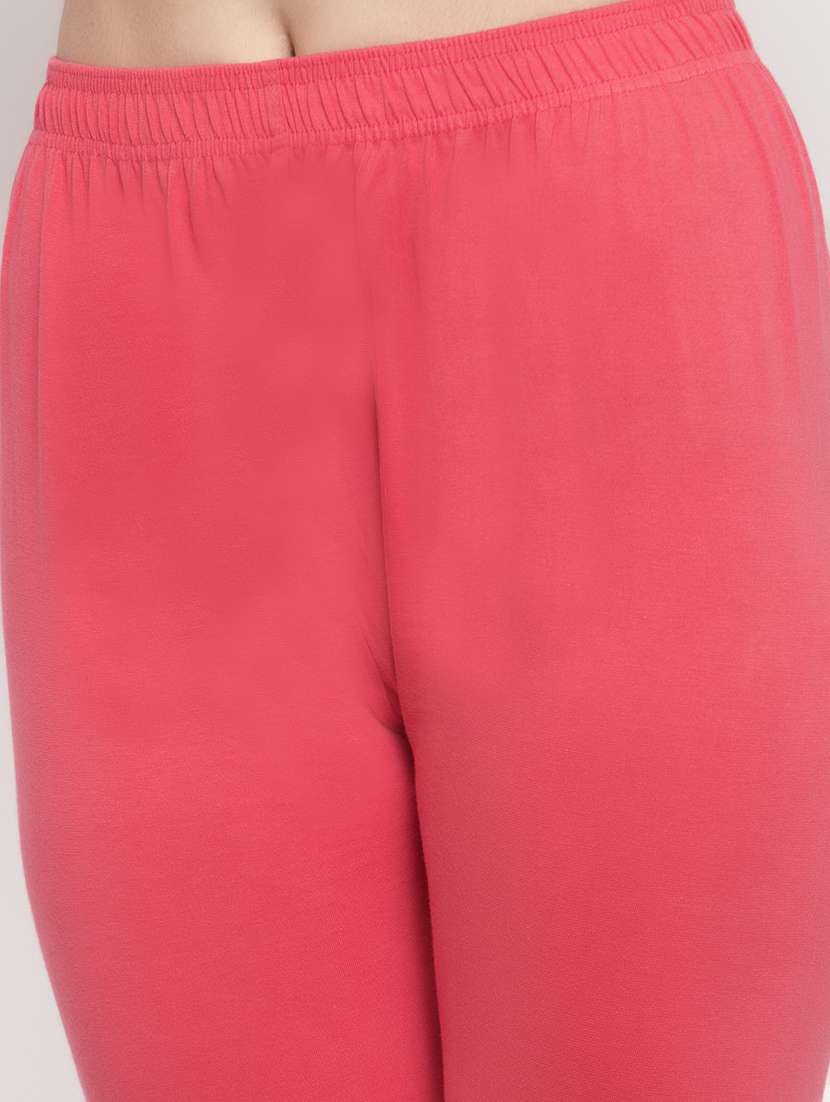blush pink solid churidar leggings - 16869409 -  Standard Image - 4