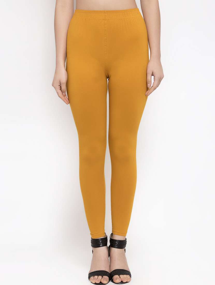 mustard solid full length leggings