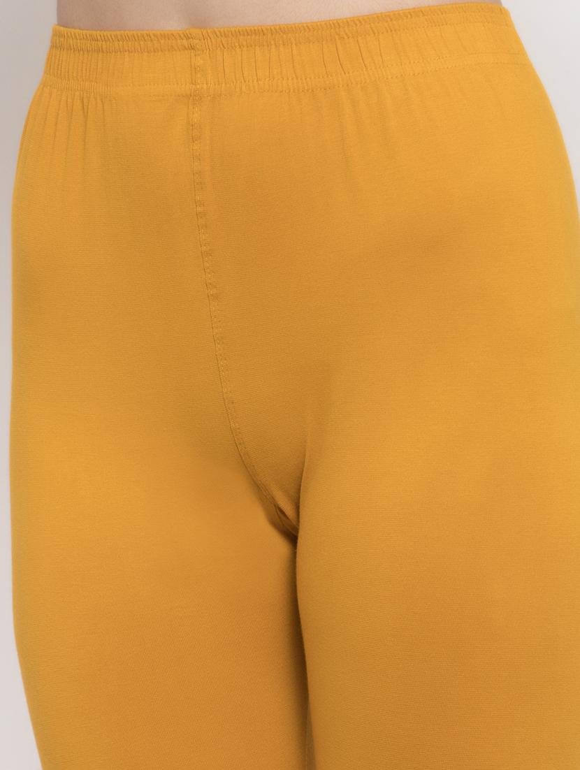 mustard solid full length leggings - 16869410 - Standard Image - 4