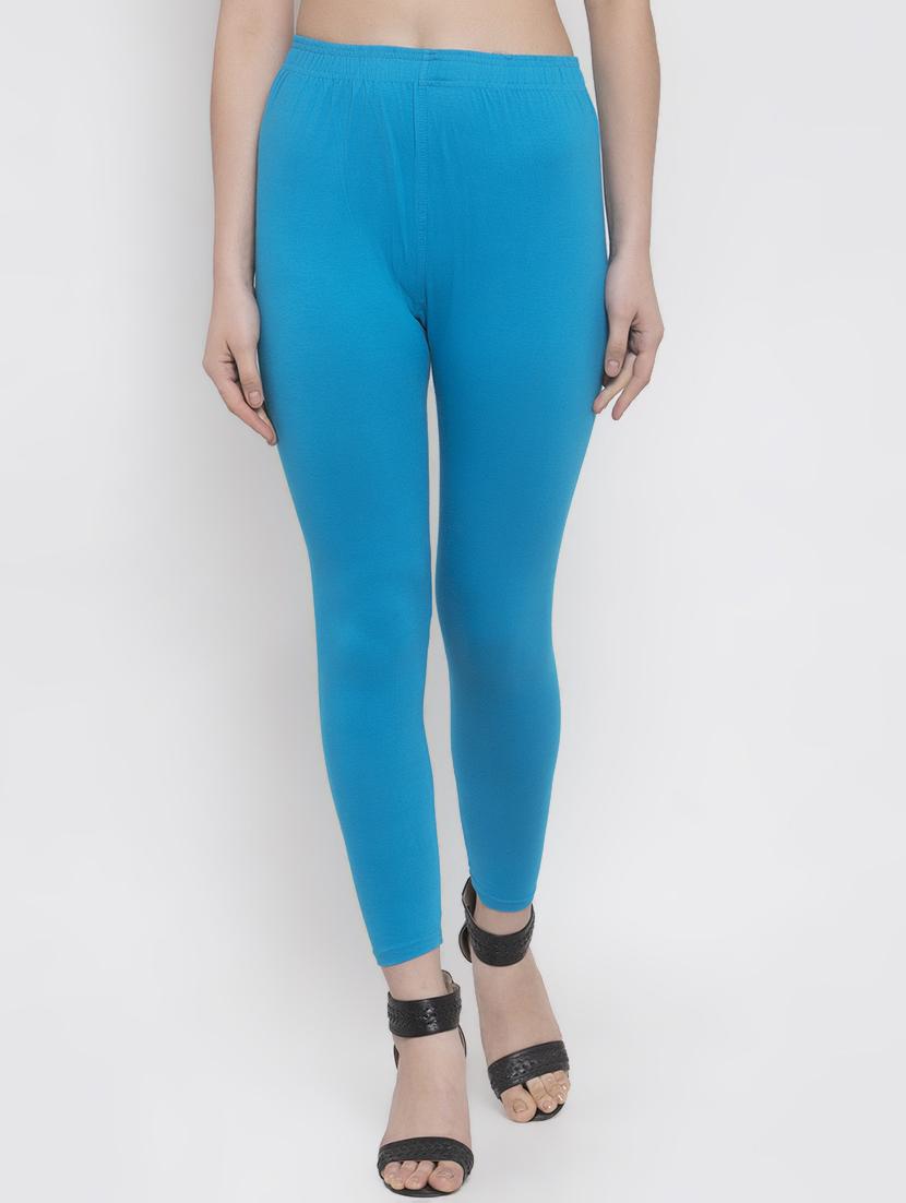 blue solid ankle length legging - 16869417 - Zoom Image - 0