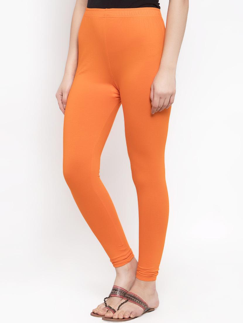 orange solid churidar - 16869423 - Standard Image - 1