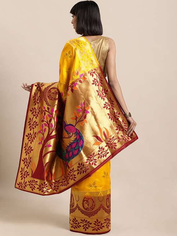 women's self design yellow colored saree with blouse - 16870140 -  Standard Image - 1