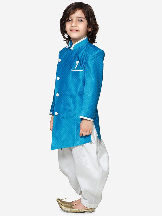 light blue silk kurta - 16871523 - Standard Image - 1