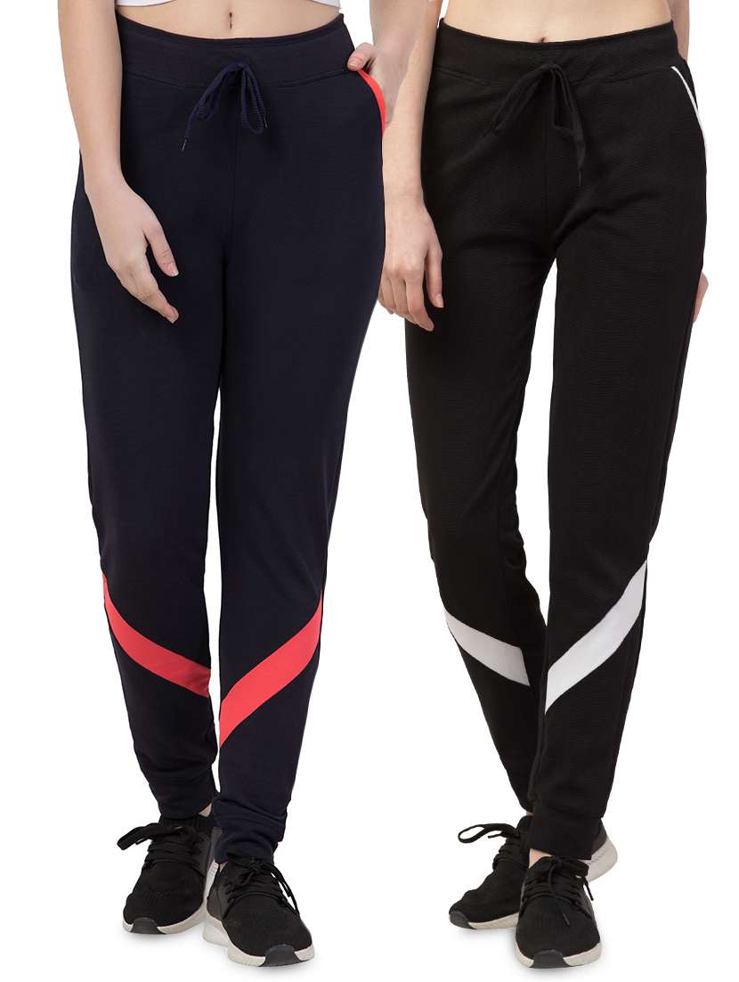 set of 2 high rise contrast detail track pant 