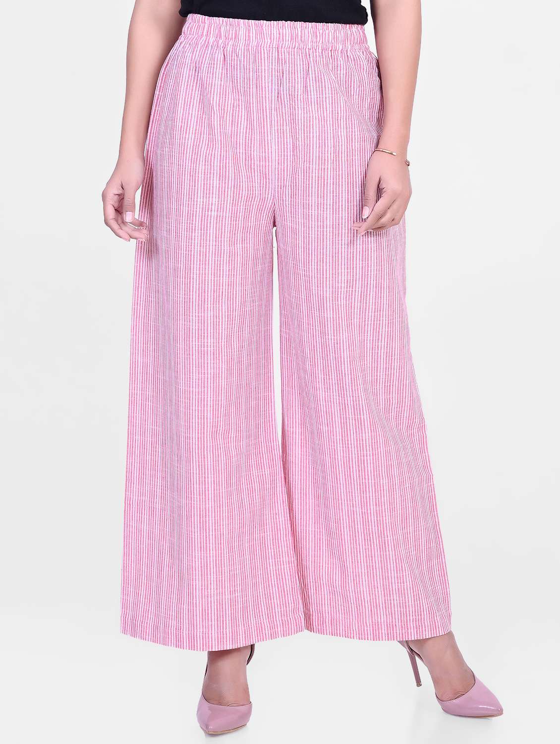 high rise striped palazzo 