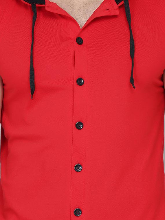 red solid hooded t-shirt - 16873142 - Standard Image - 4