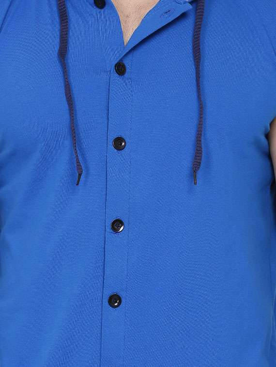 blue solid hooded t-shirt - 16873147 - Standard Image - 4