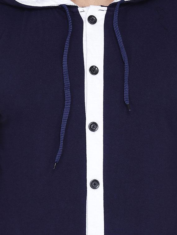 navy blue taped hooded t-shirt - 16873152 - Standard Image - 4