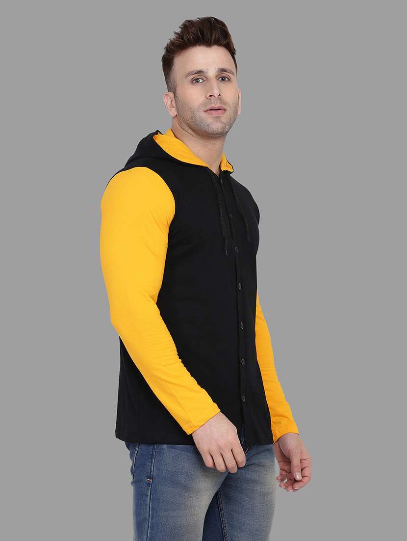black color block hooded t-shirt - 16873160 -  Standard Image - 1