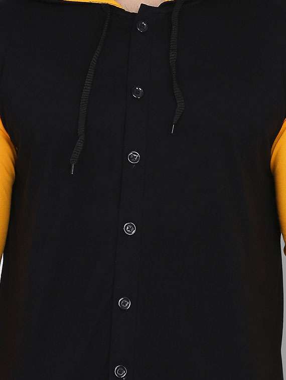 black color block hooded t-shirt - 16873160 -  Standard Image - 4