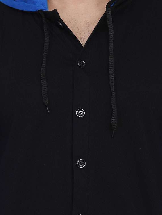 black color block hooded t-shirt - 16873162 - Standard Image - 4