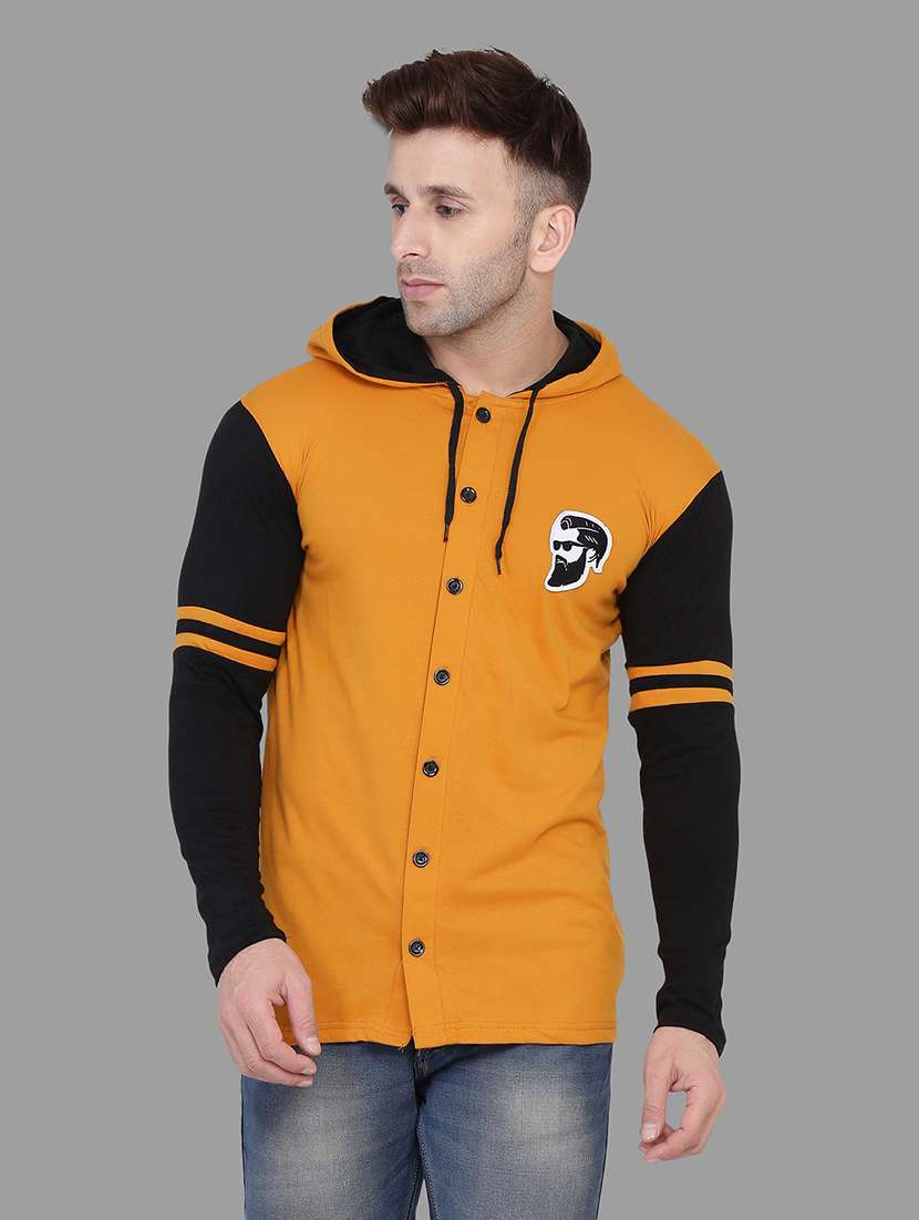 yellow color block taped t-shirt