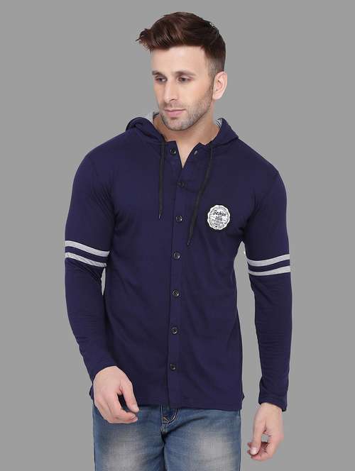 indigo taped hooded t-shirt - 16873177 -  Standard Image - 0