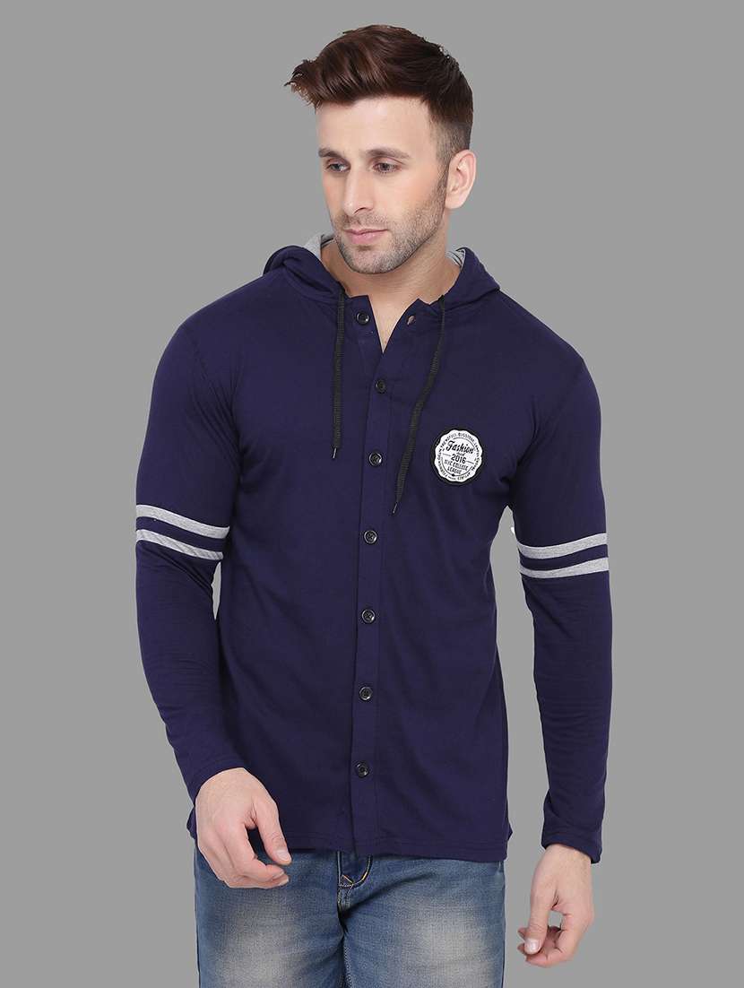 indigo taped hooded t-shirt