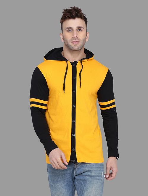 yellow color block taped t-shirt - 16873190 - Standard Image - 0