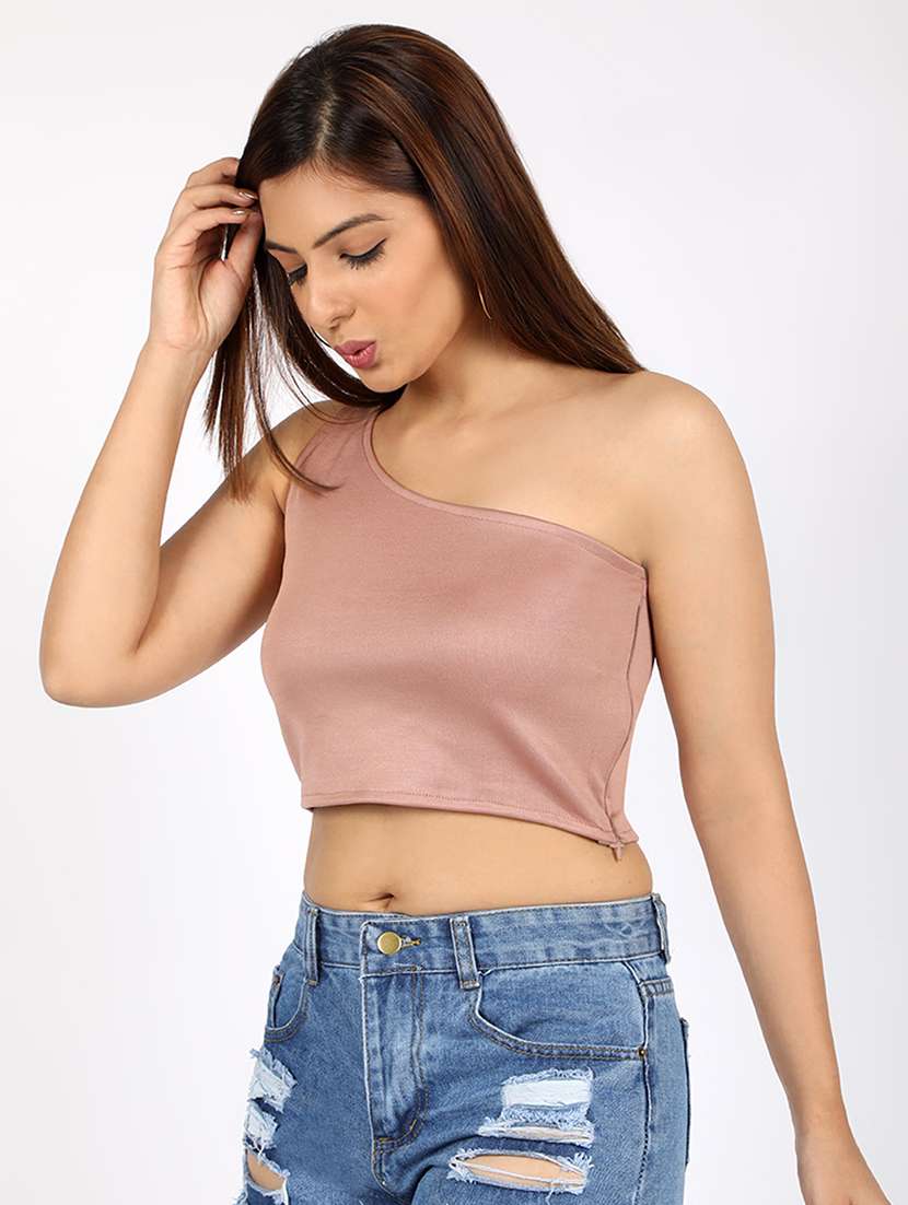 women's crop single shoulder top - 16874442 -  Standard Image - 1