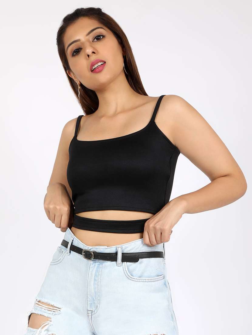 women's crop shoulder strap top