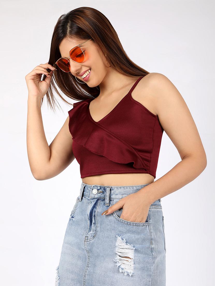 women's crop v neck top - 16874456 -  Standard Image - 1