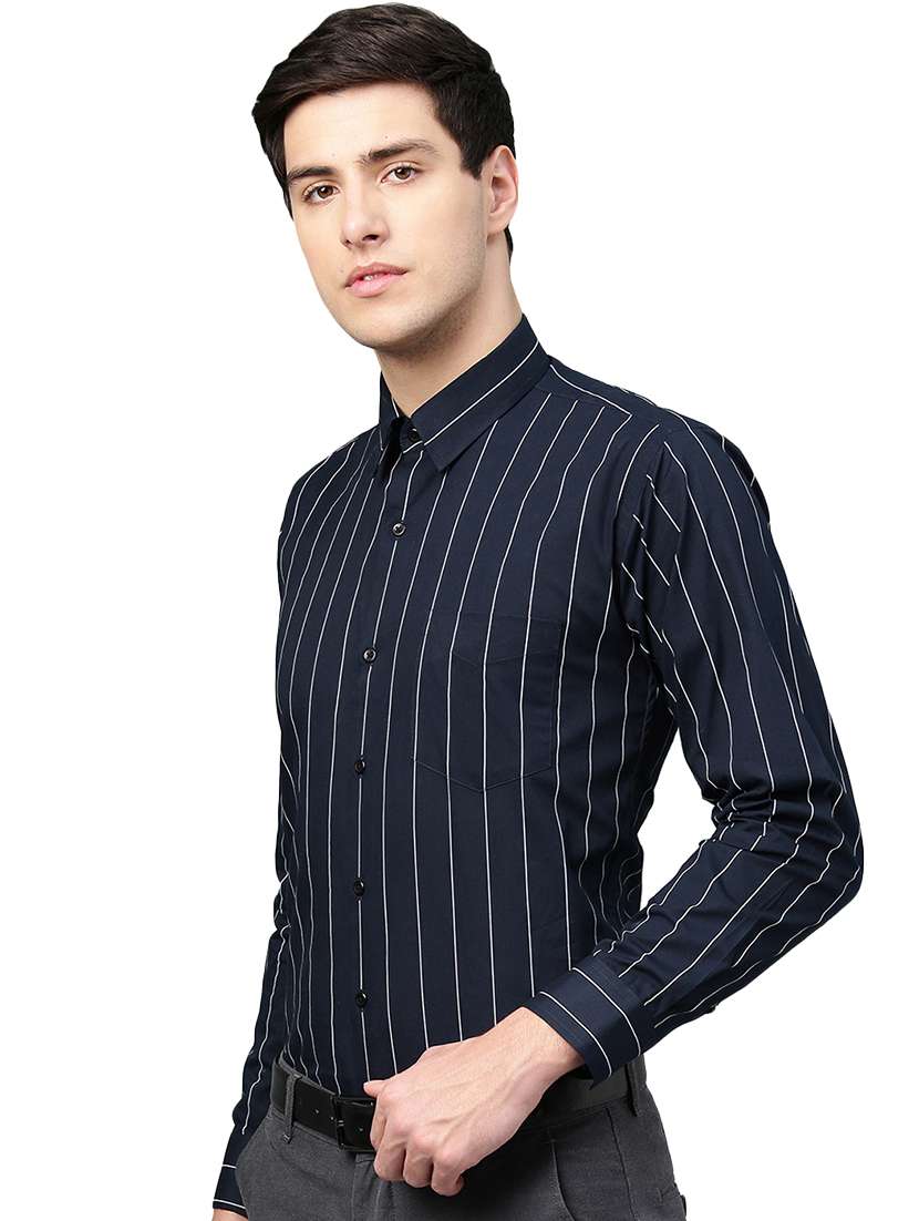 navy blue striped formal shirt - 16874531 -  Standard Image - 1