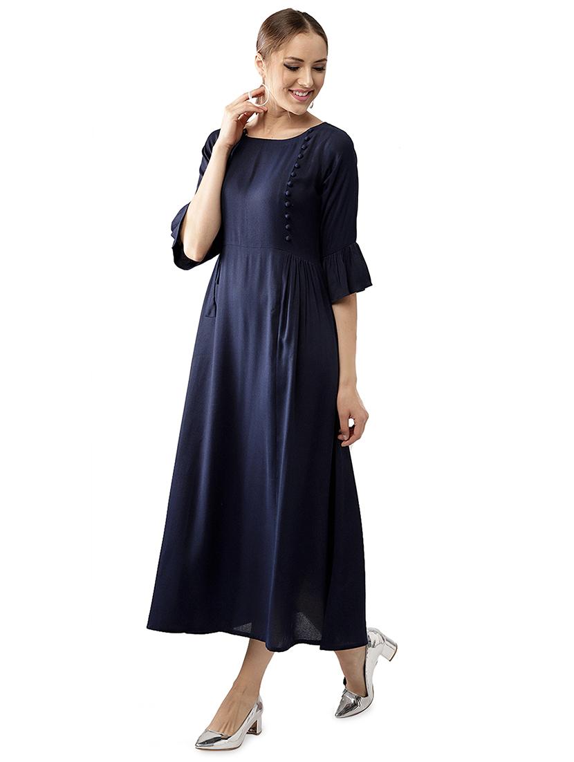 solid a-line ethnic dress - 16876263 -  Standard Image - 1