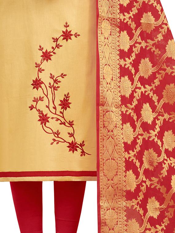 embroidered unstitched churidar suit - 16876613 - Standard Image - 1