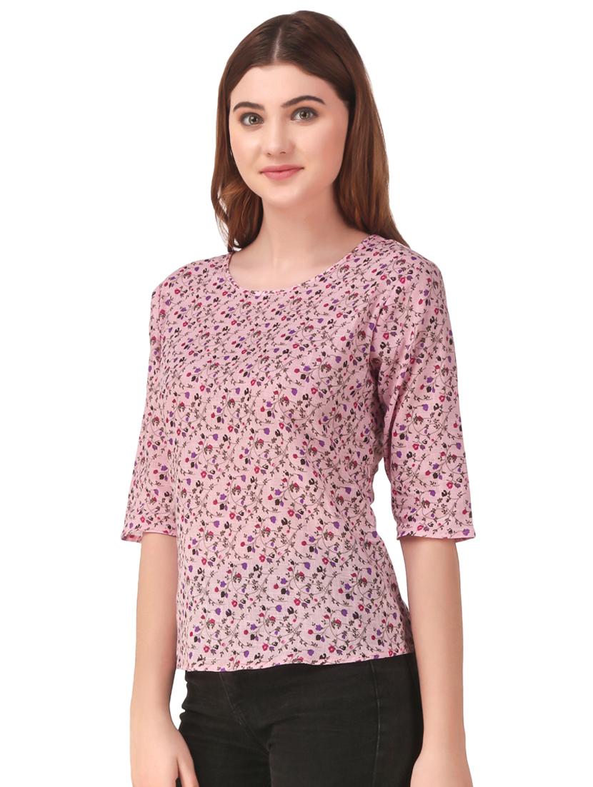 round neck floral top - 16876615 - Standard Image - 1