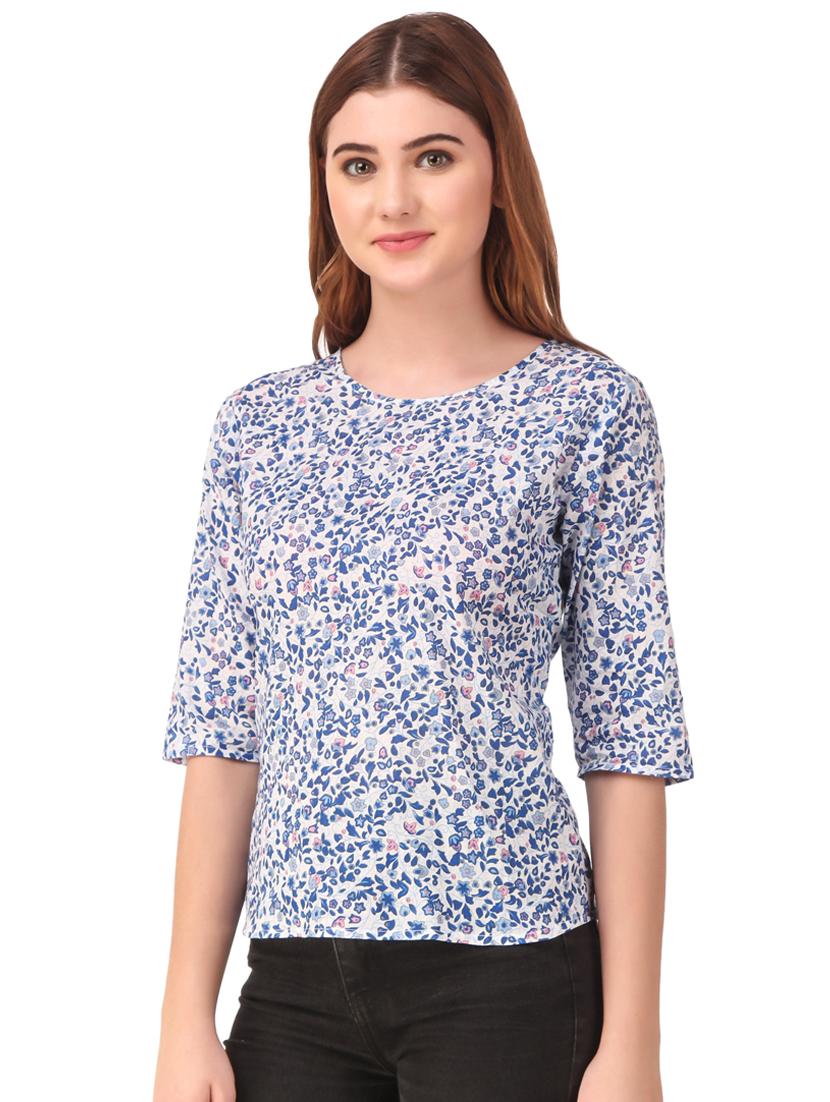 round neck floral top - 16876618 - Standard Image - 1