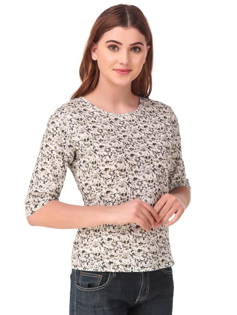 round neck floral top - 16876619 - Standard Image - 1