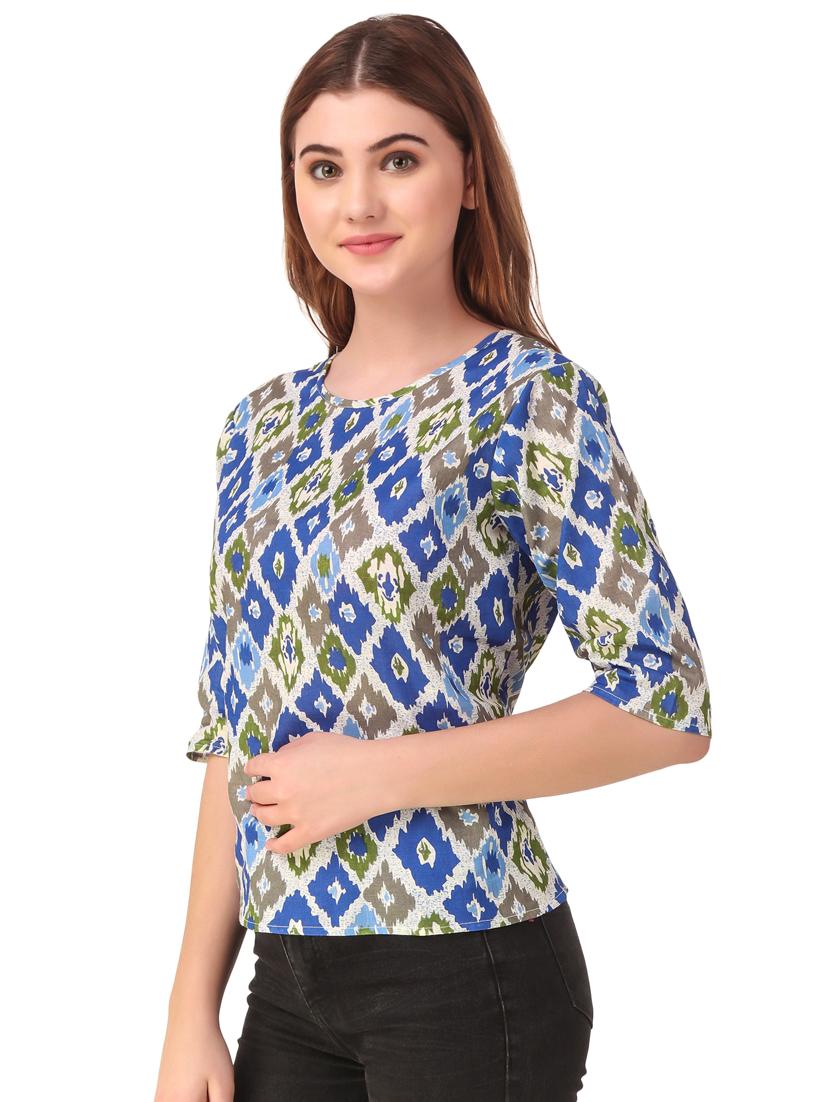 round neck abstract top - 16876621 - Standard Image - 1