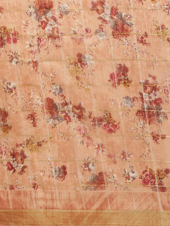 floral printed saree with blouse - 16876939 - Standard Image - 4