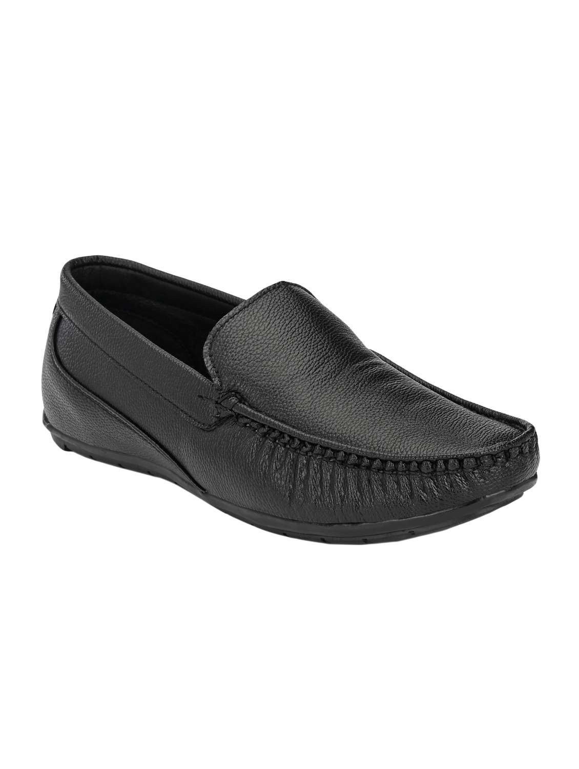 black leatherette slip on loafers
