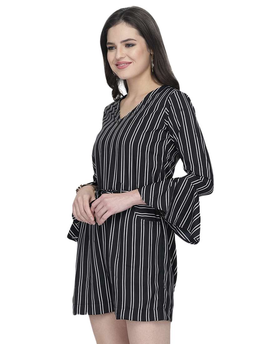 bell sleeved striped romper  - 16877716 -  Standard Image - 1