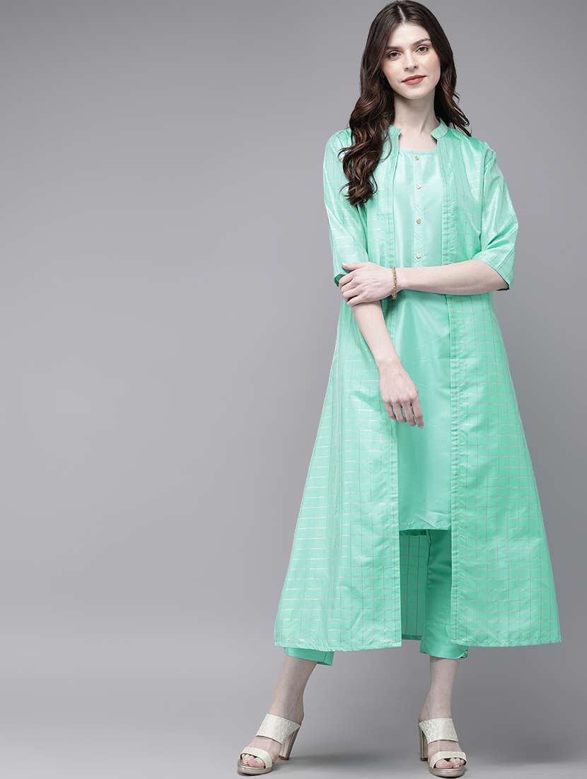 checkered kurta pant set