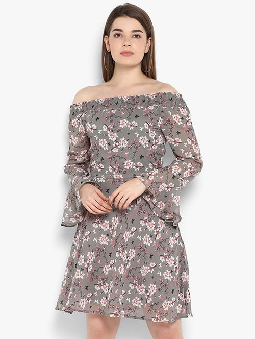 women printed off shoulder dress - 16880208 - Standard Image - 0