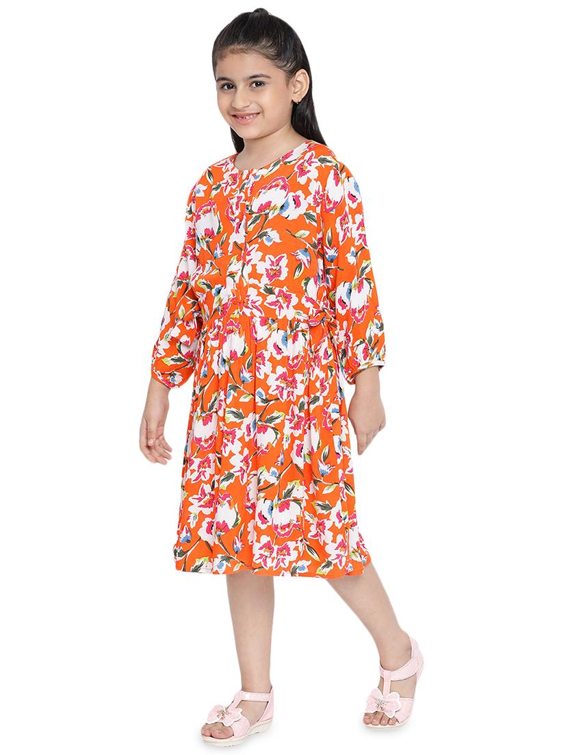 orange viscose frock - 16881219 - Standard Image - 1