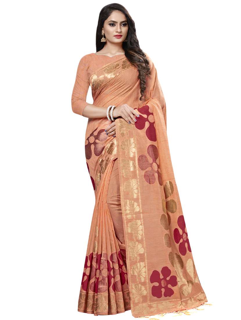floral woven saree with blouse