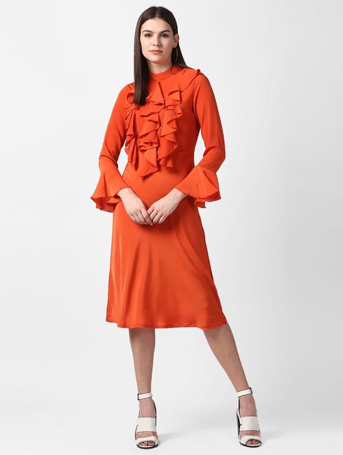 women's ruffle solid dress - 16882539 - Standard Image - 0