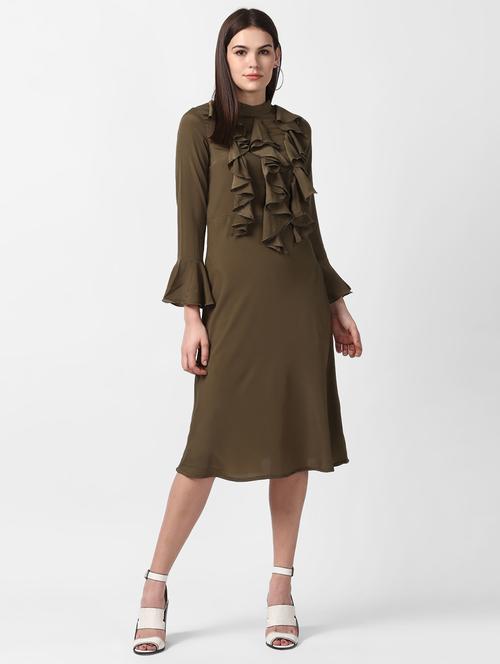 women's ruffled solid dress - 16882540 - Standard Image - 0