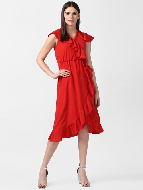women's ruffle solid dress - 16882543 -  Standard Image - 0